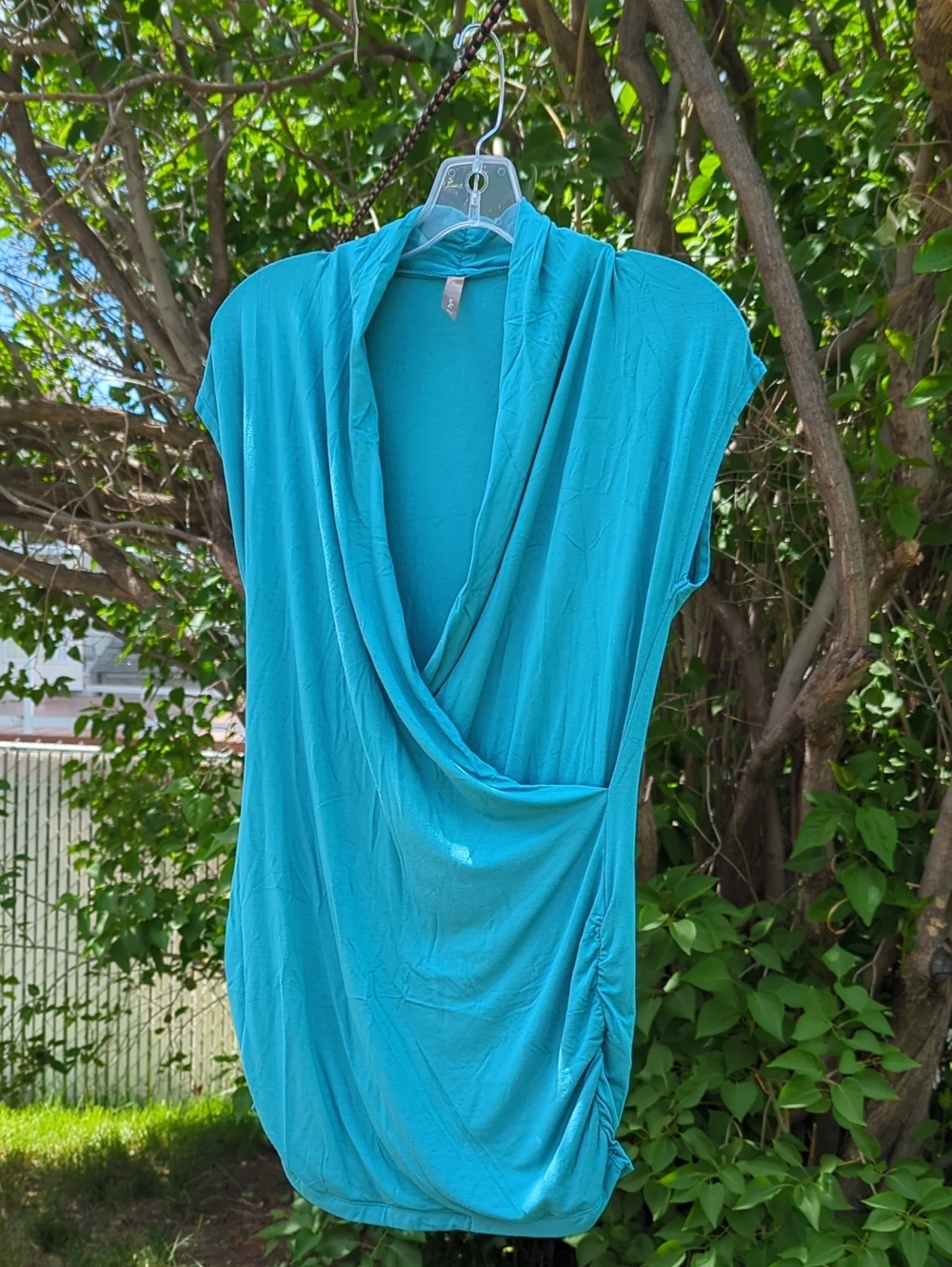 Thyme Maternity Turquoise Draped V-Neck Sleeveless Top